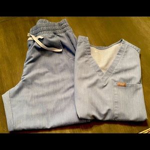 Size medium Catarina top in heather indigo, size medium high waisted joggers